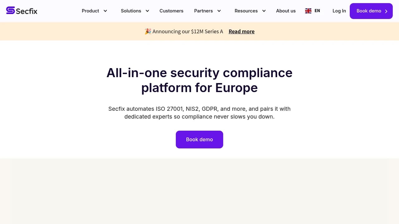 Screenshot of Secfix website