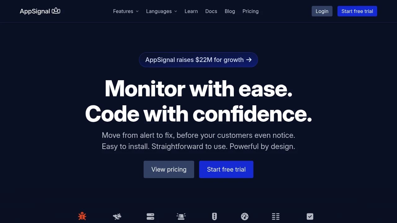 Screenshot of AppSignal website