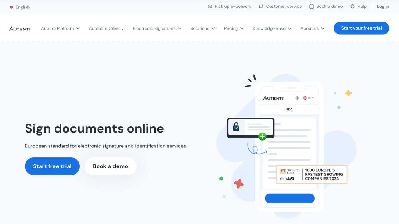 Screenshot der Website von Autenti