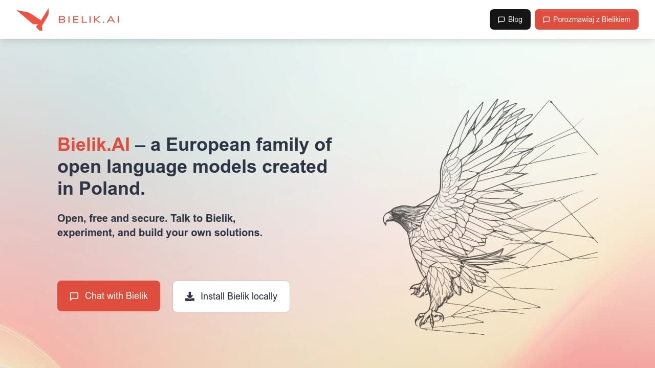 Screenshot der Website von Bielik AI