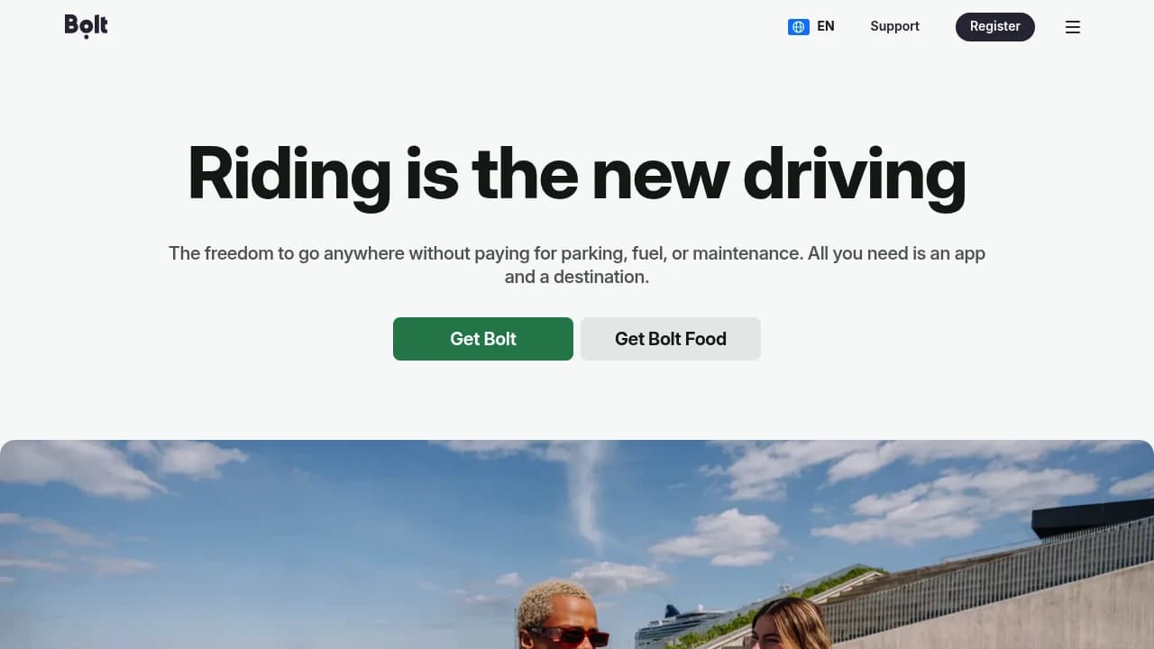 Screenshot der Website von Bolt