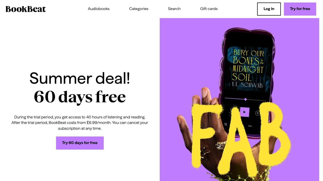 Screenshot der Website von BookBeat