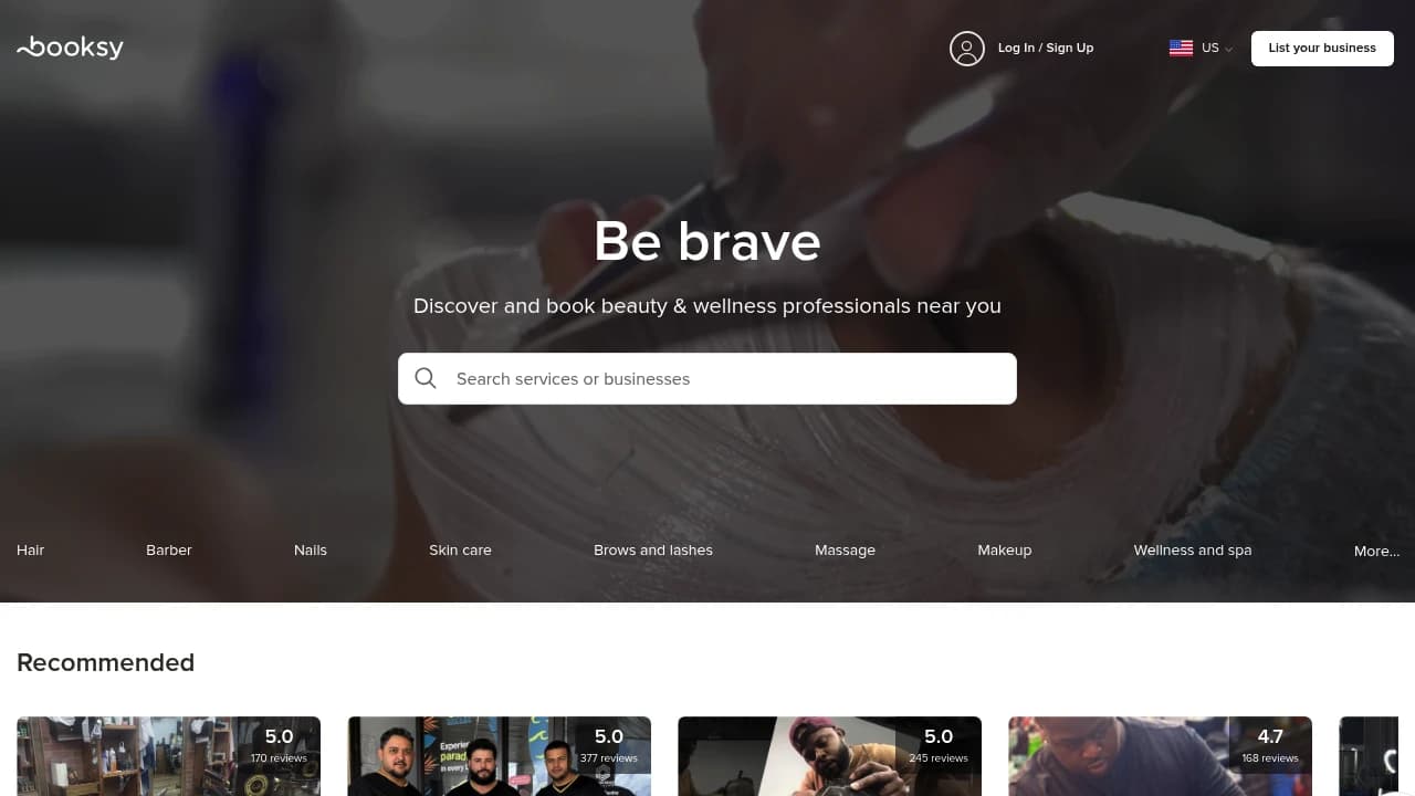 Screenshot der Website von Booksy