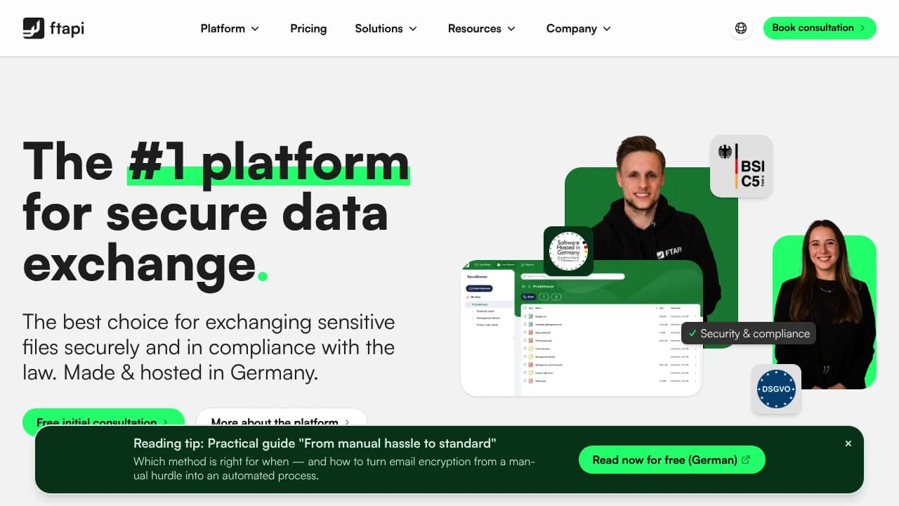 Screenshot of FTAPI website