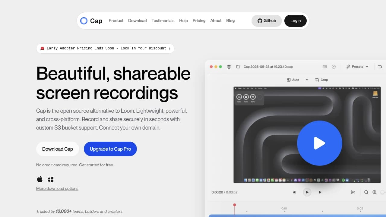 Screenshot der Website von Cap