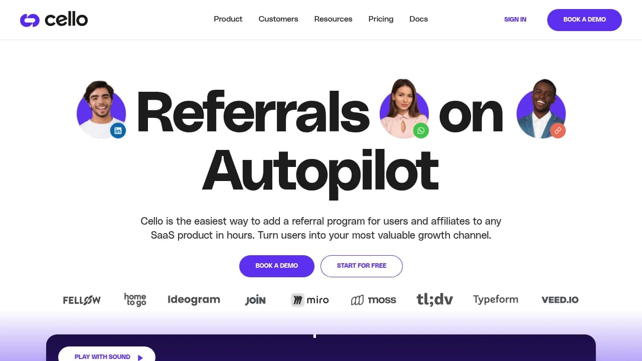 Screenshot der Website von Cello