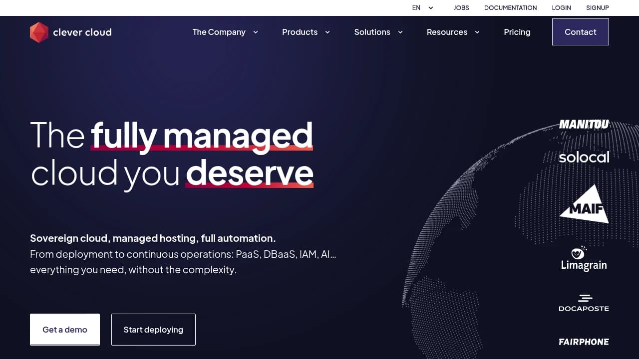 Screenshot der Website von Clever Cloud