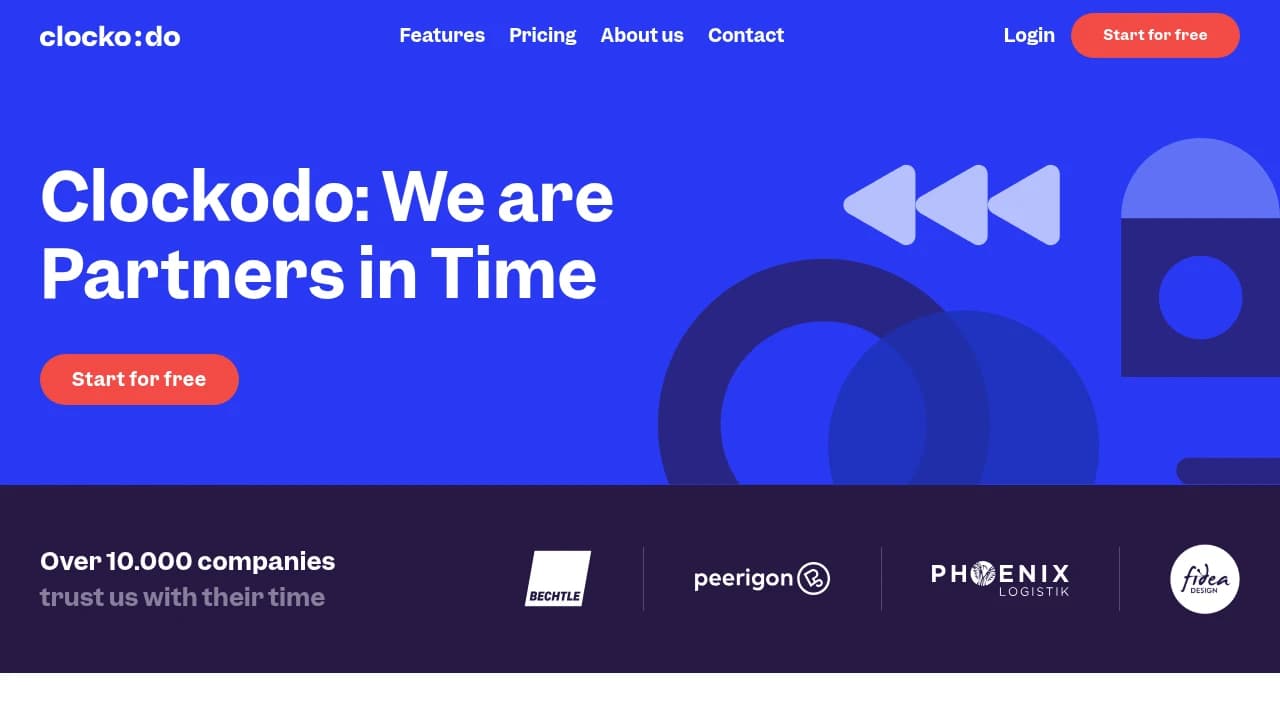 Screenshot der Website von Clockodo