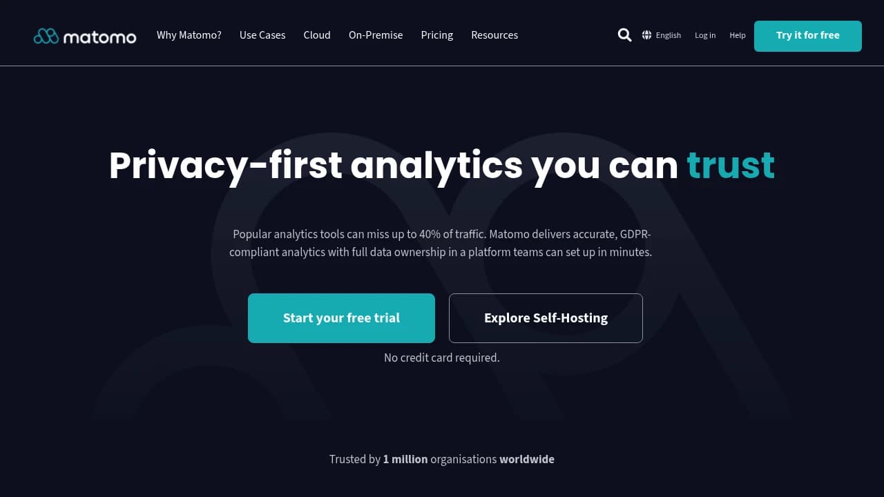 Screenshot of Matomo website