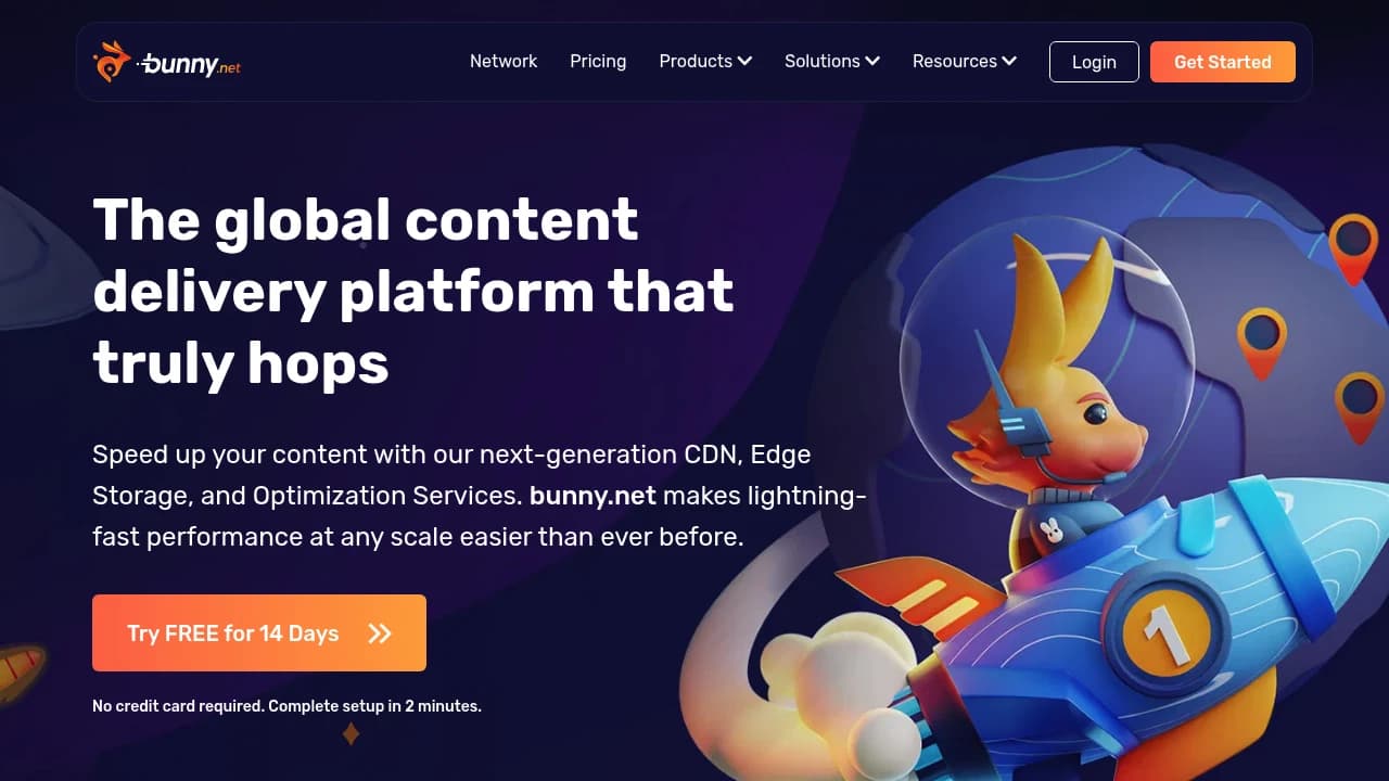 Screenshot der Website von BunnyCDN