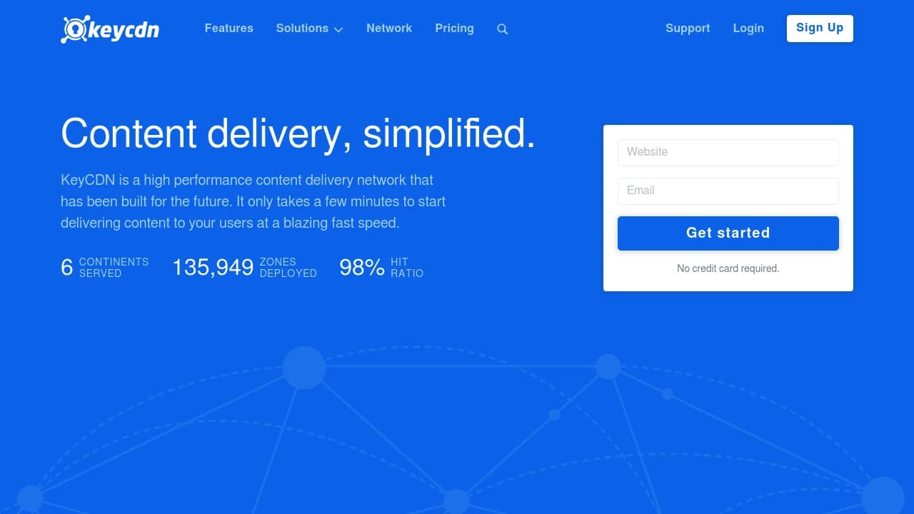 Screenshot der Website von KeyCDN