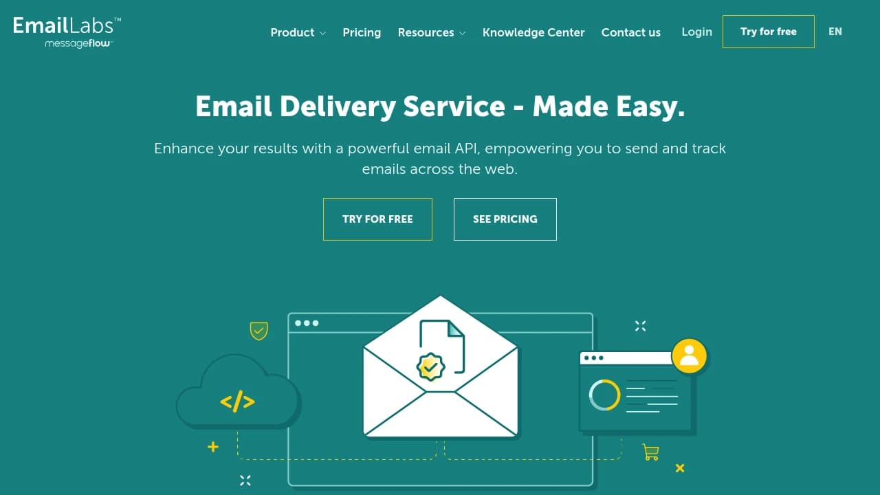 Screenshot of EmailLabs website