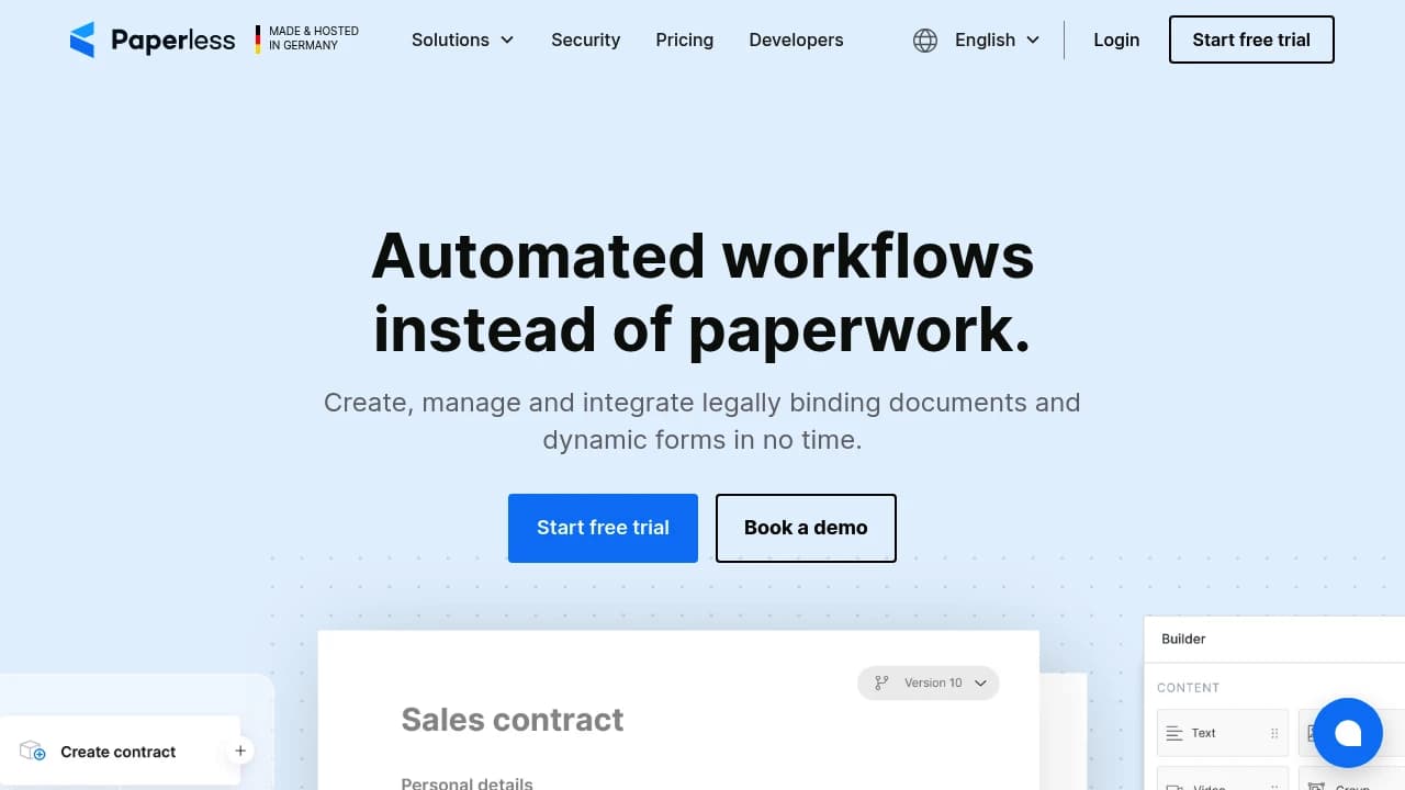 Screenshot der Website von Paperless