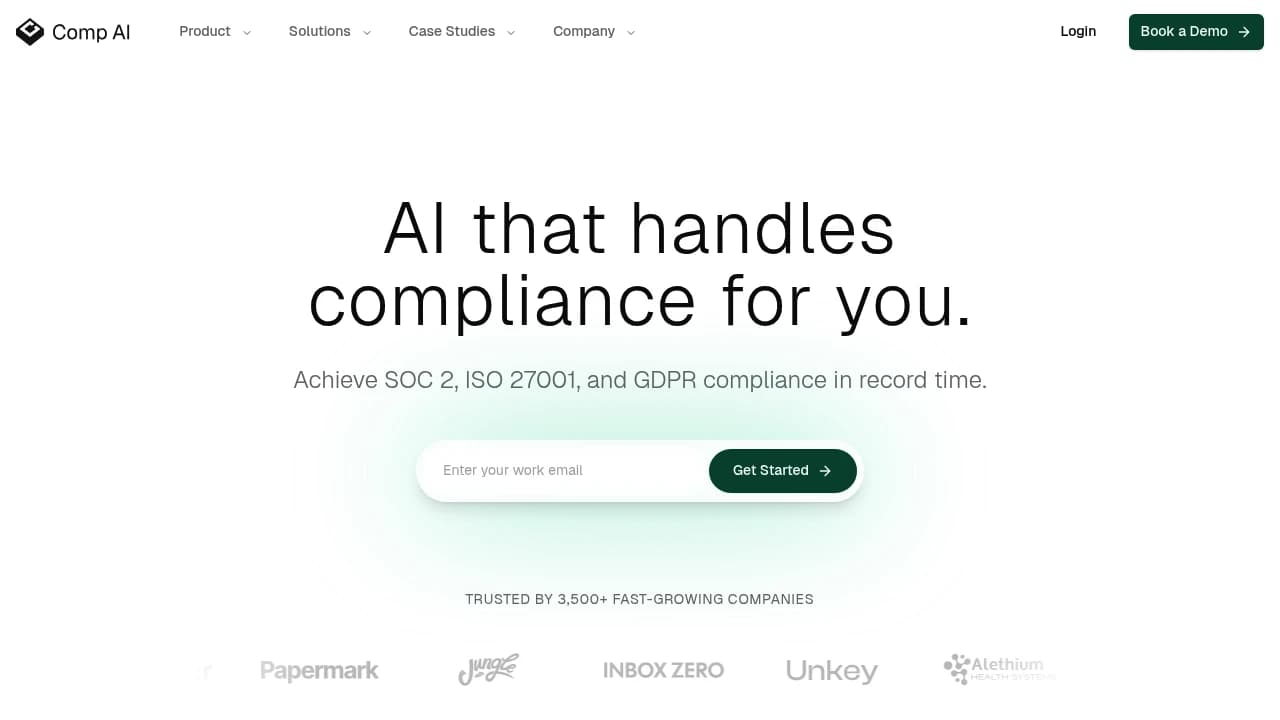 Screenshot of Comp AI website