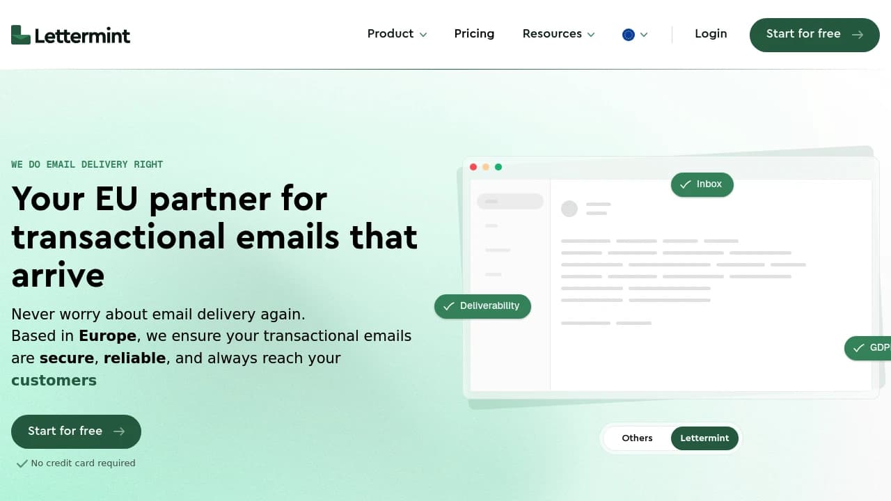 Screenshot of Lettermint website