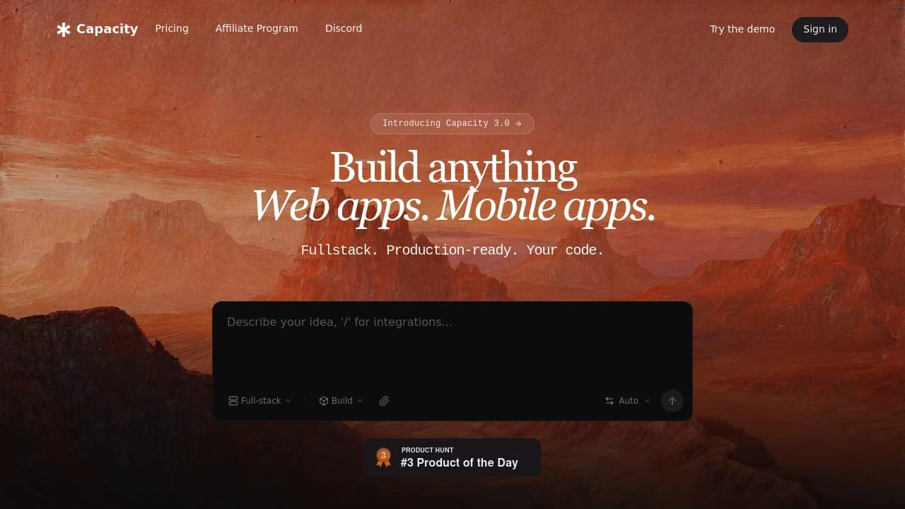 Screenshot of Capacity website