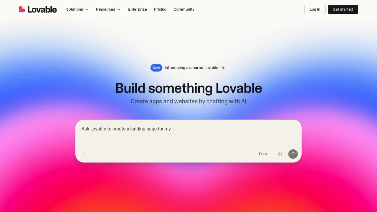 Screenshot of Lovable website