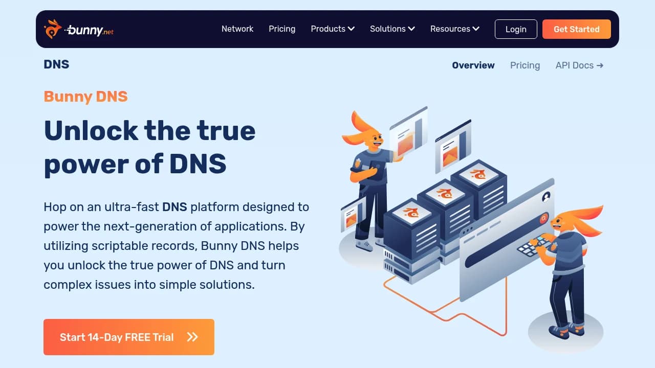 Screenshot der Website von Bunny DNS