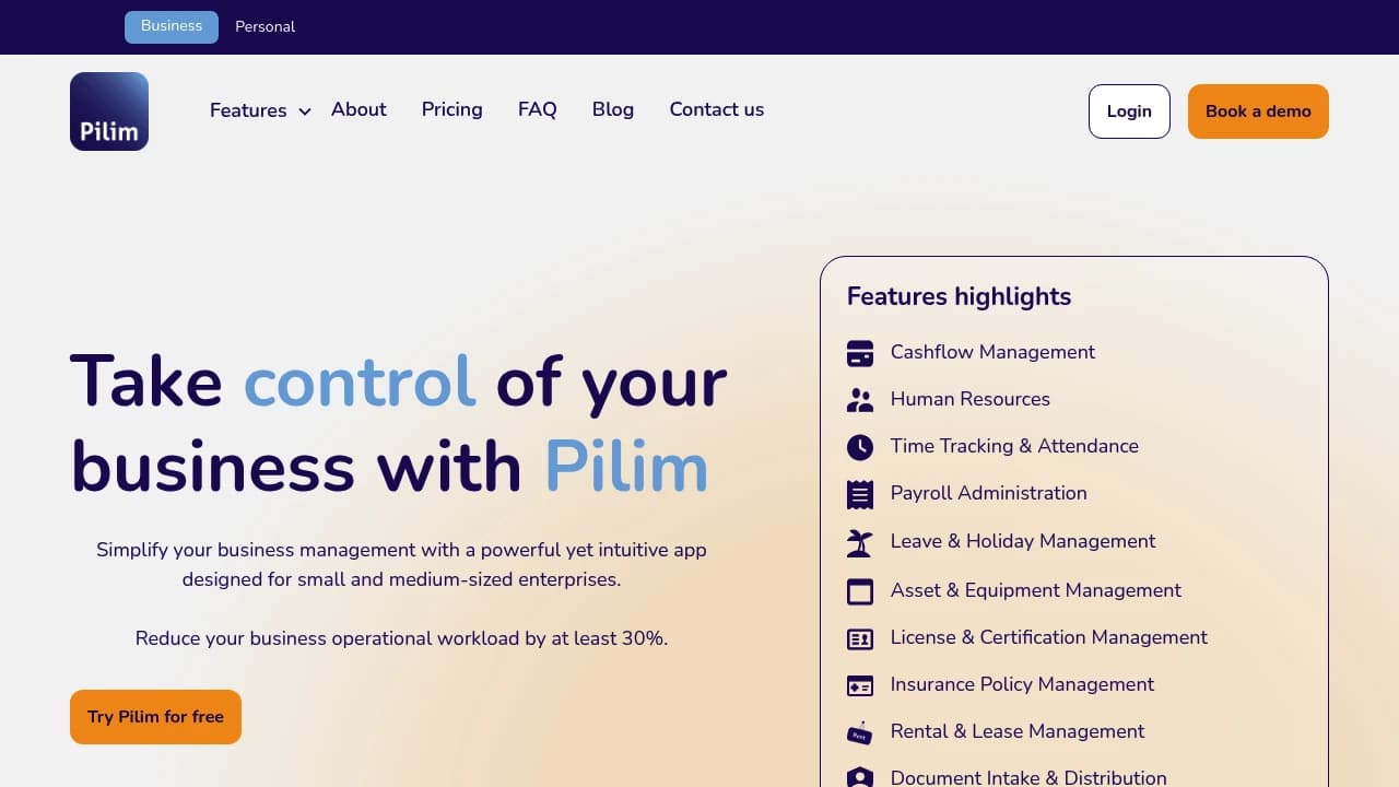 Screenshot der Website von Pilim