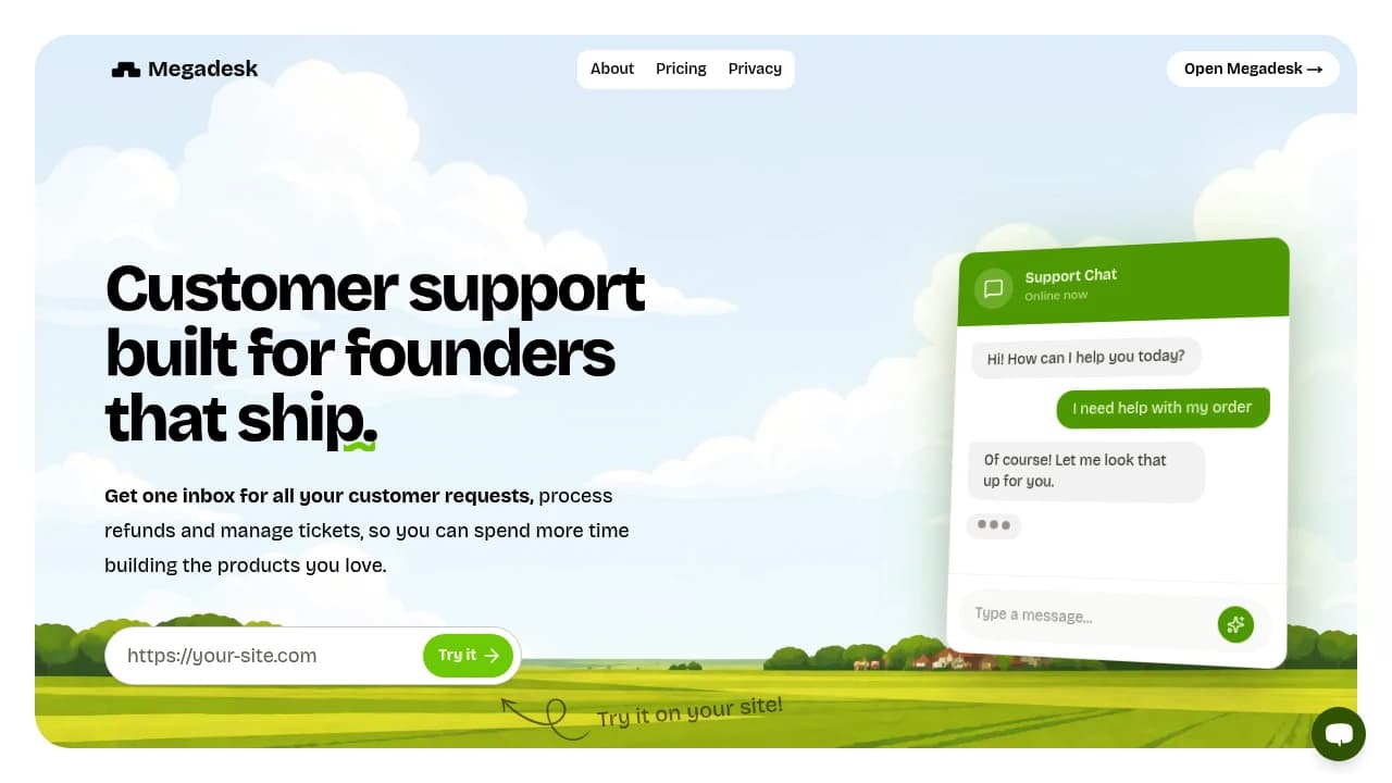 Screenshot der Website von Megadesk