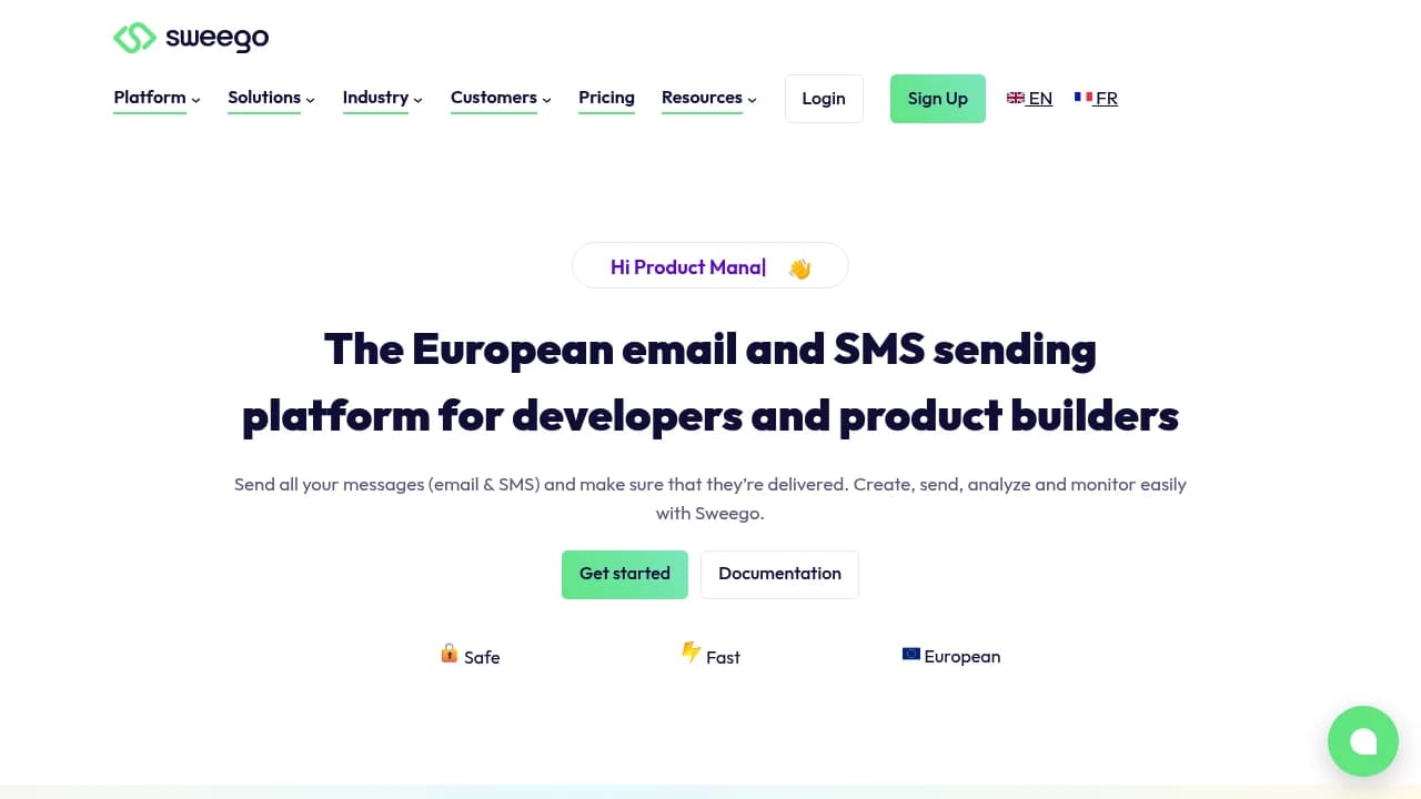 Screenshot of Sweego website