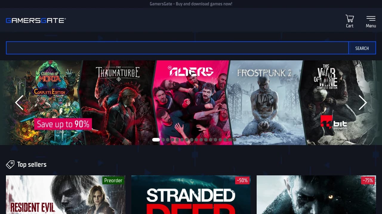 Screenshot of GamersGate website