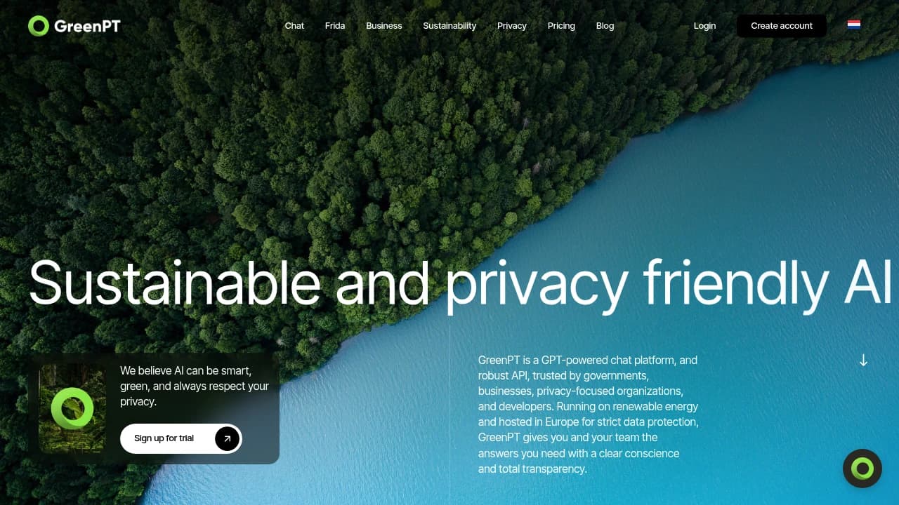 Screenshot of GreenPT website
