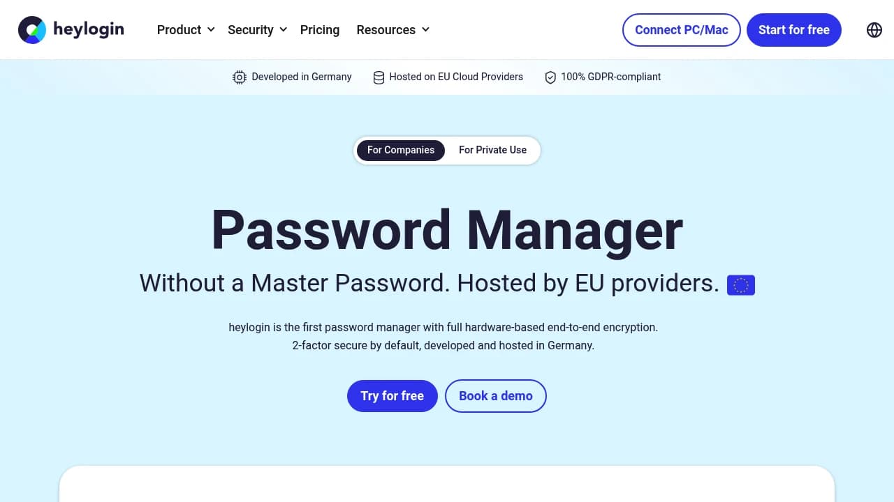 Screenshot of heylogin website