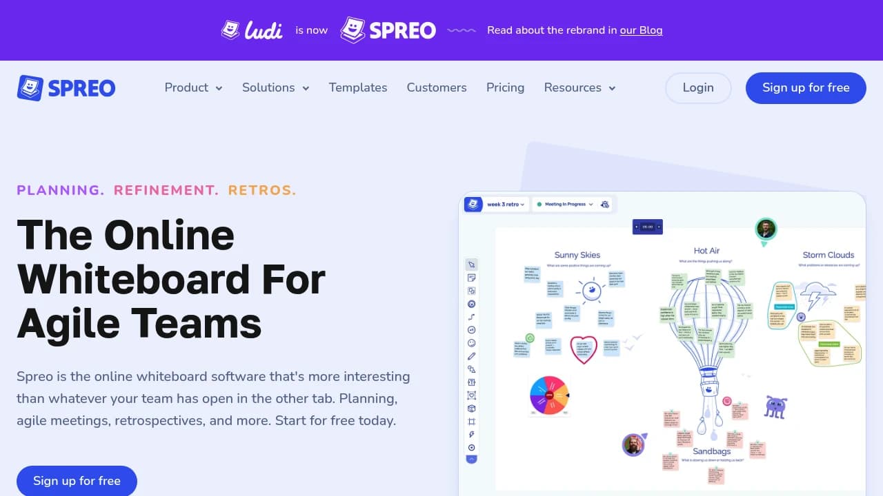Screenshot of Spreo website