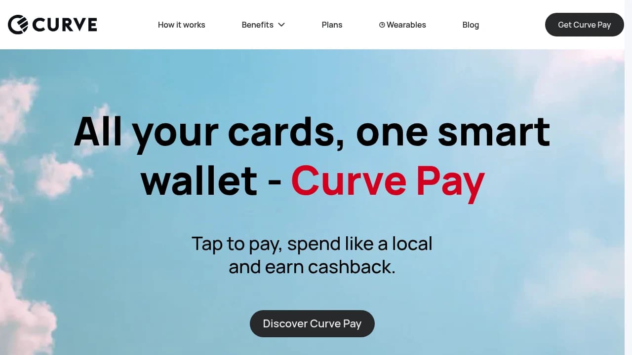 Screenshot der Website von Curve