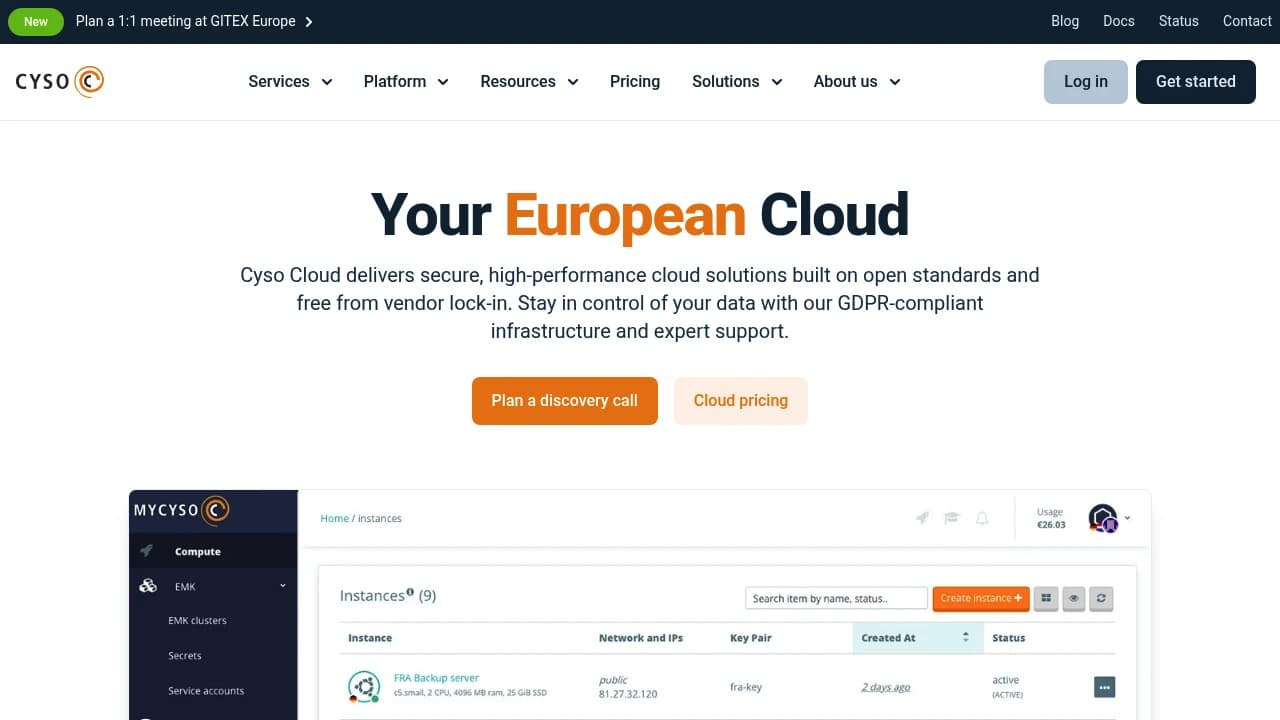 Screenshot der Website von Cyso