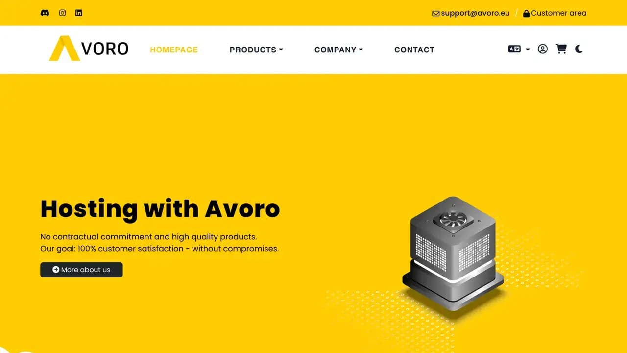 Screenshot of Avoro website