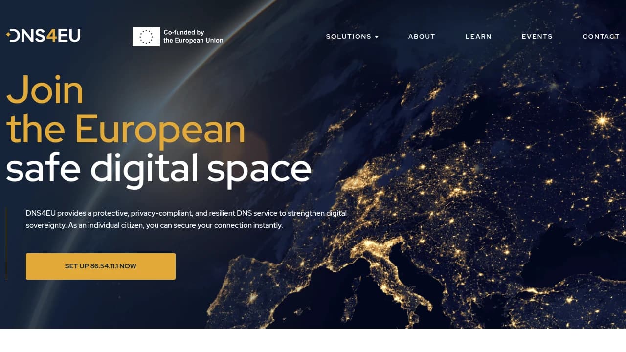 Screenshot der Website von DNS4EU