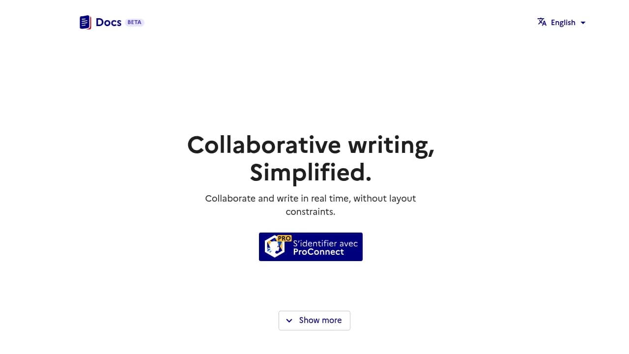 Screenshot der Website von Docs