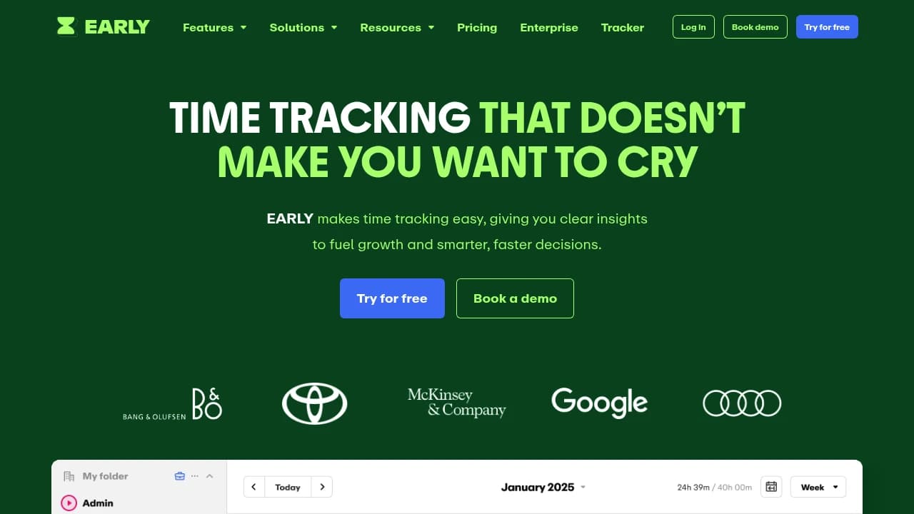 Screenshot der Website von Early