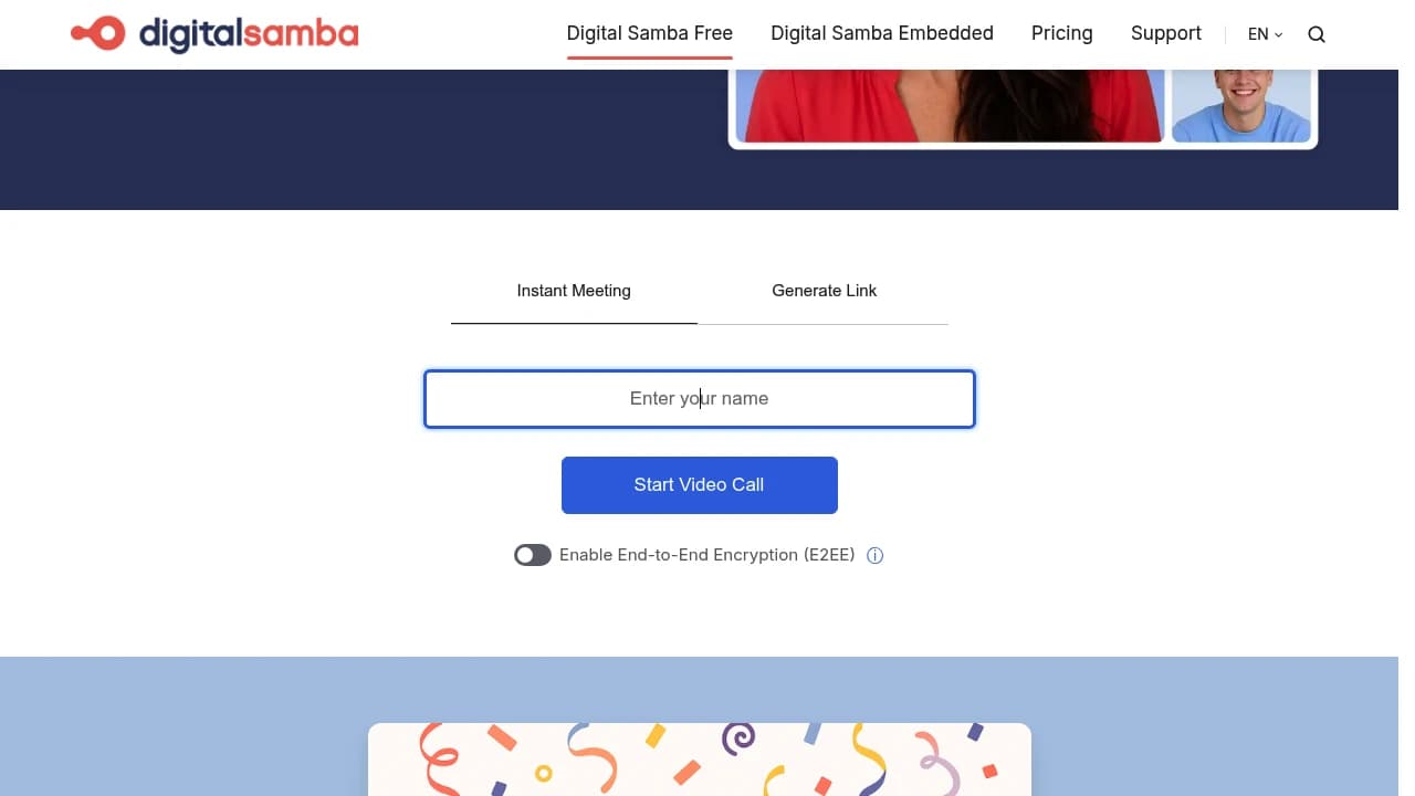 Screenshot of Digital Samba website