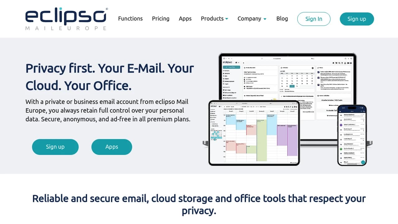 Screenshot der Website von Eclipso