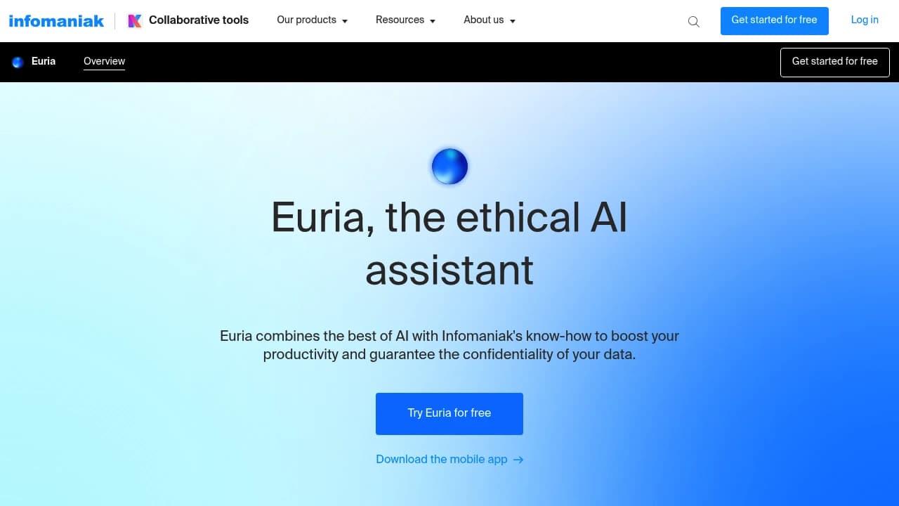 Screenshot der Website von Euria
