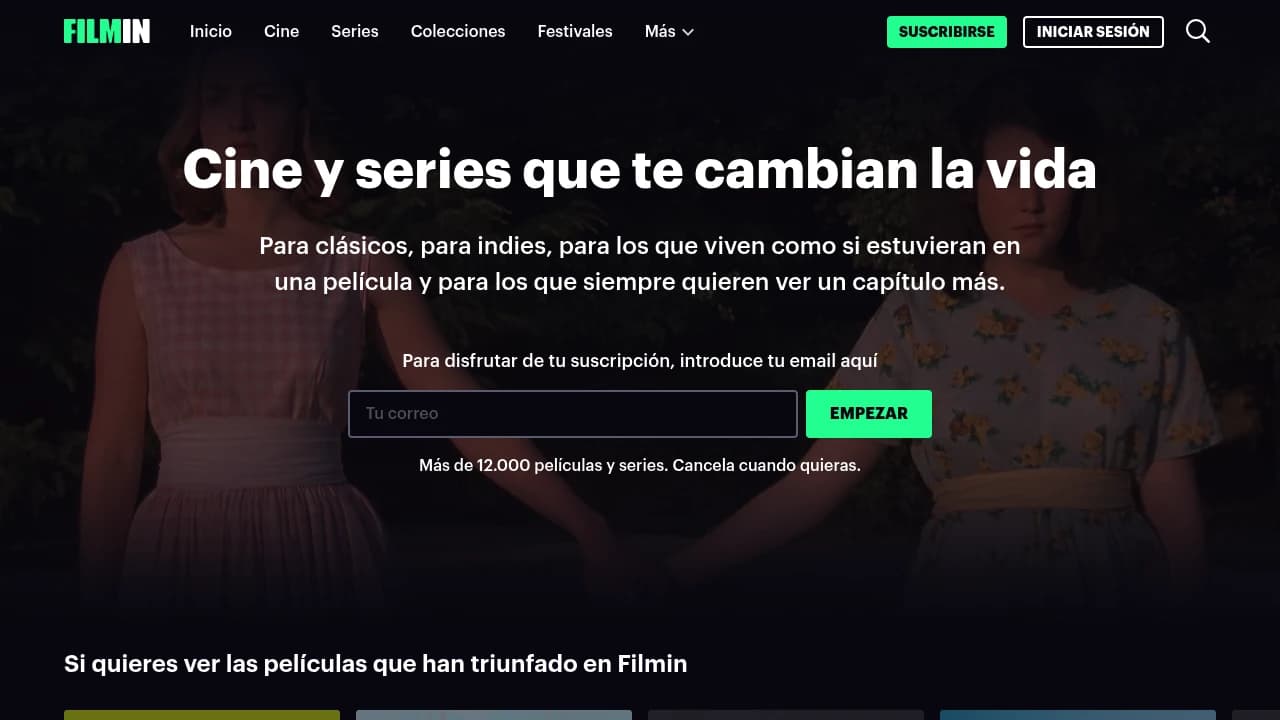 Screenshot der Website von Filmin
