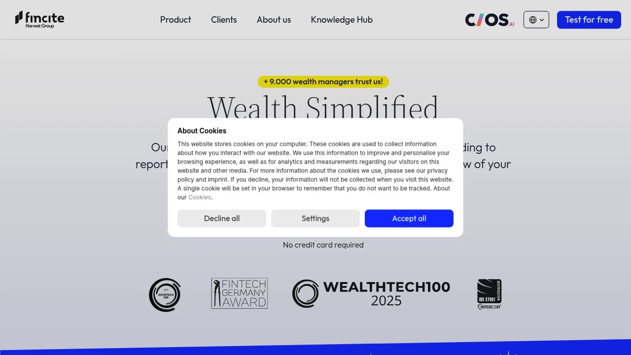 Screenshot of Fincite website