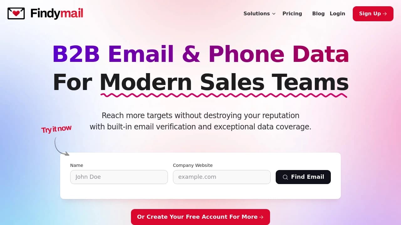 Screenshot of Findymail website
