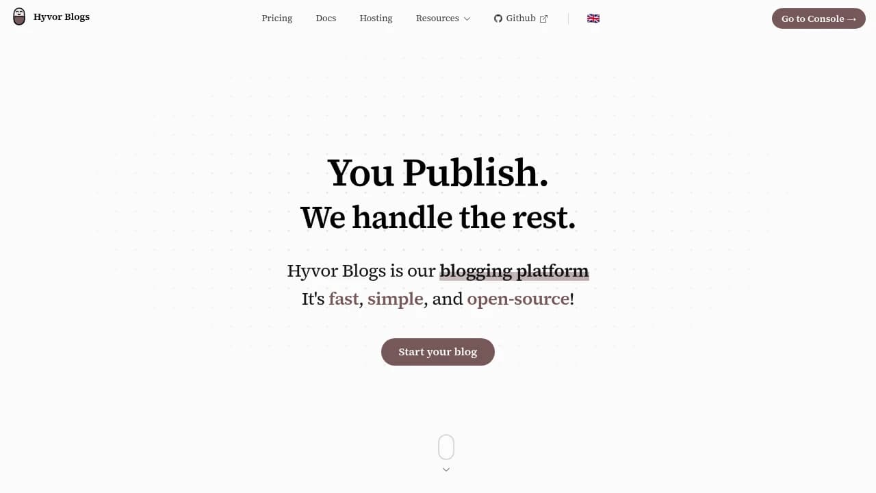 Screenshot of Hyvor Blogs website