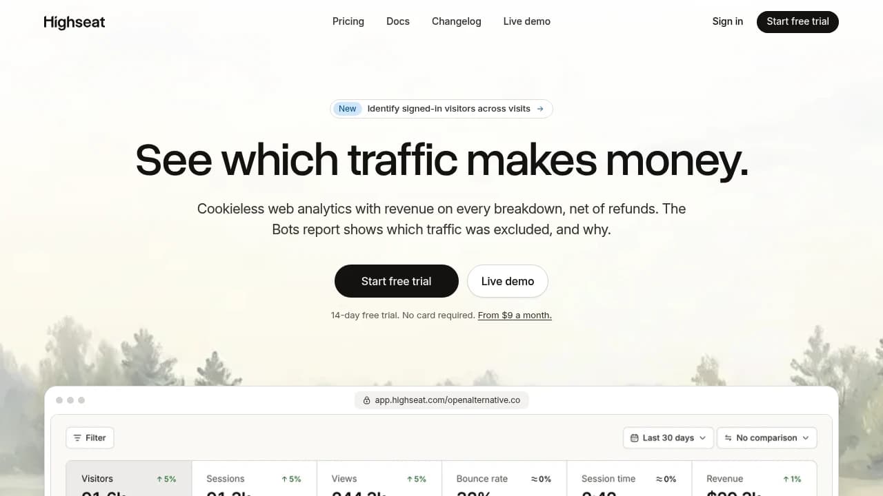 Screenshot of Highseat website
