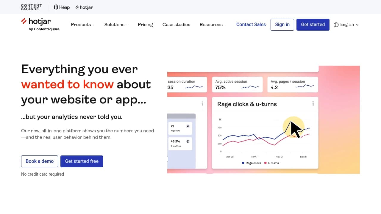Screenshot der Website von Hotjar