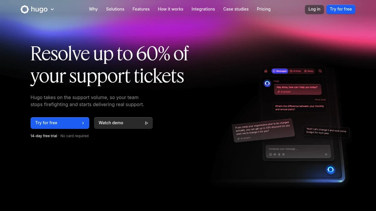 Screenshot der Website von Hugo