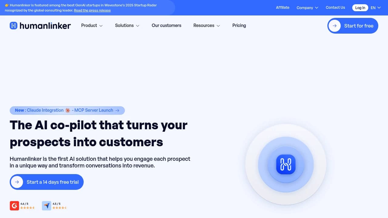 Screenshot of Humanlinker website