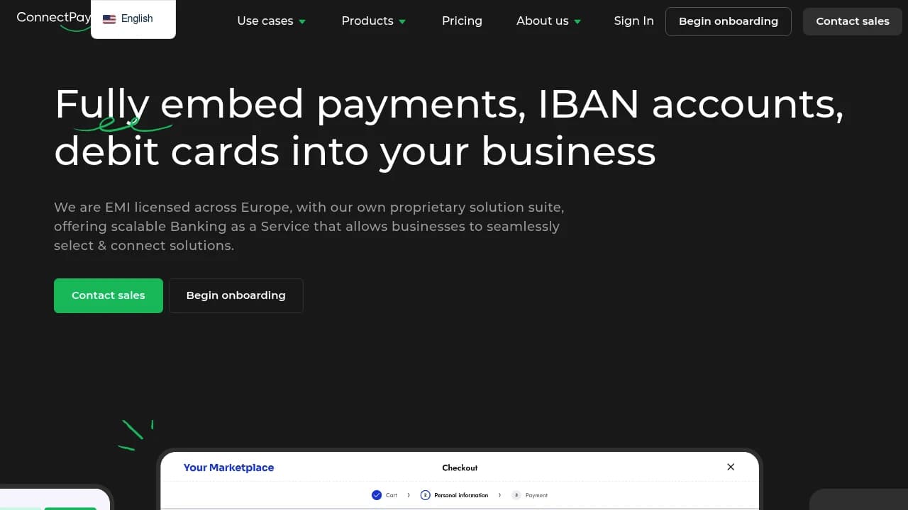 Screenshot of ConnectPay website