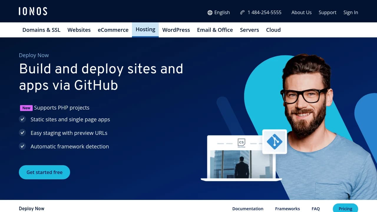 Screenshot der Website von IONOS Deploy Now