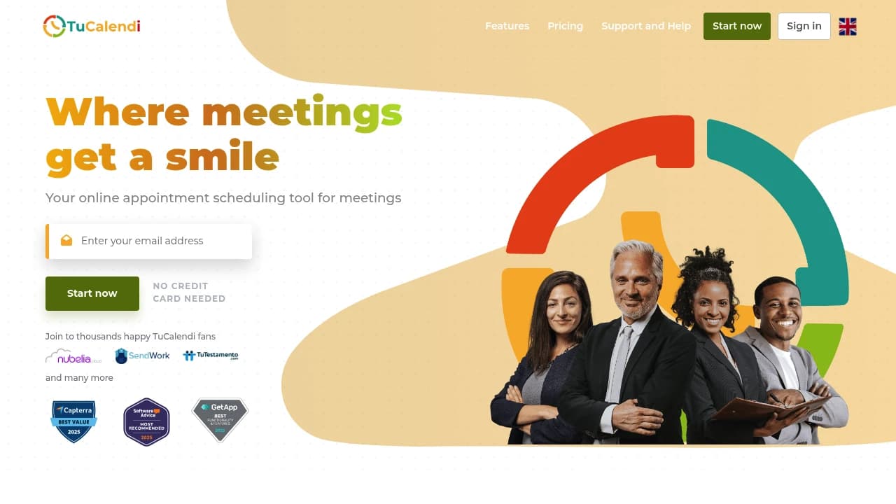Screenshot of TuCalendi website