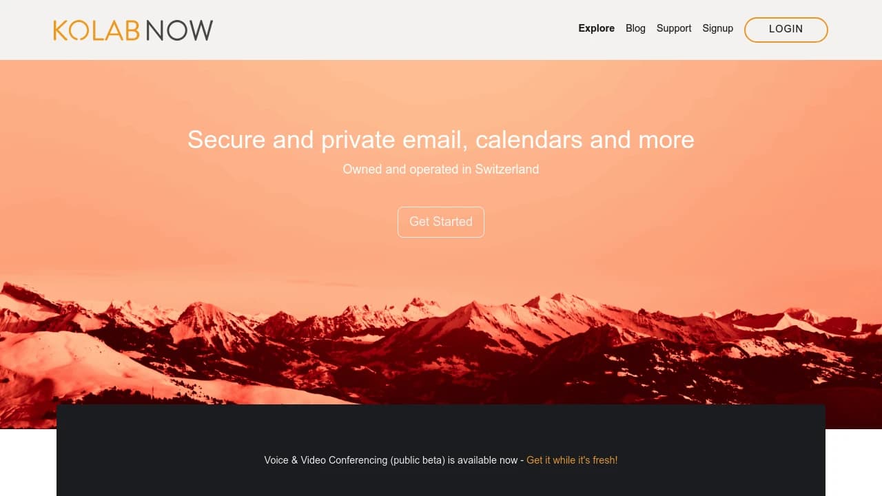 Screenshot der Website von Kolab Now